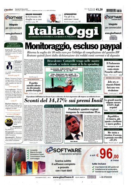 Italia oggi : quotidiano di economia finanza e politica